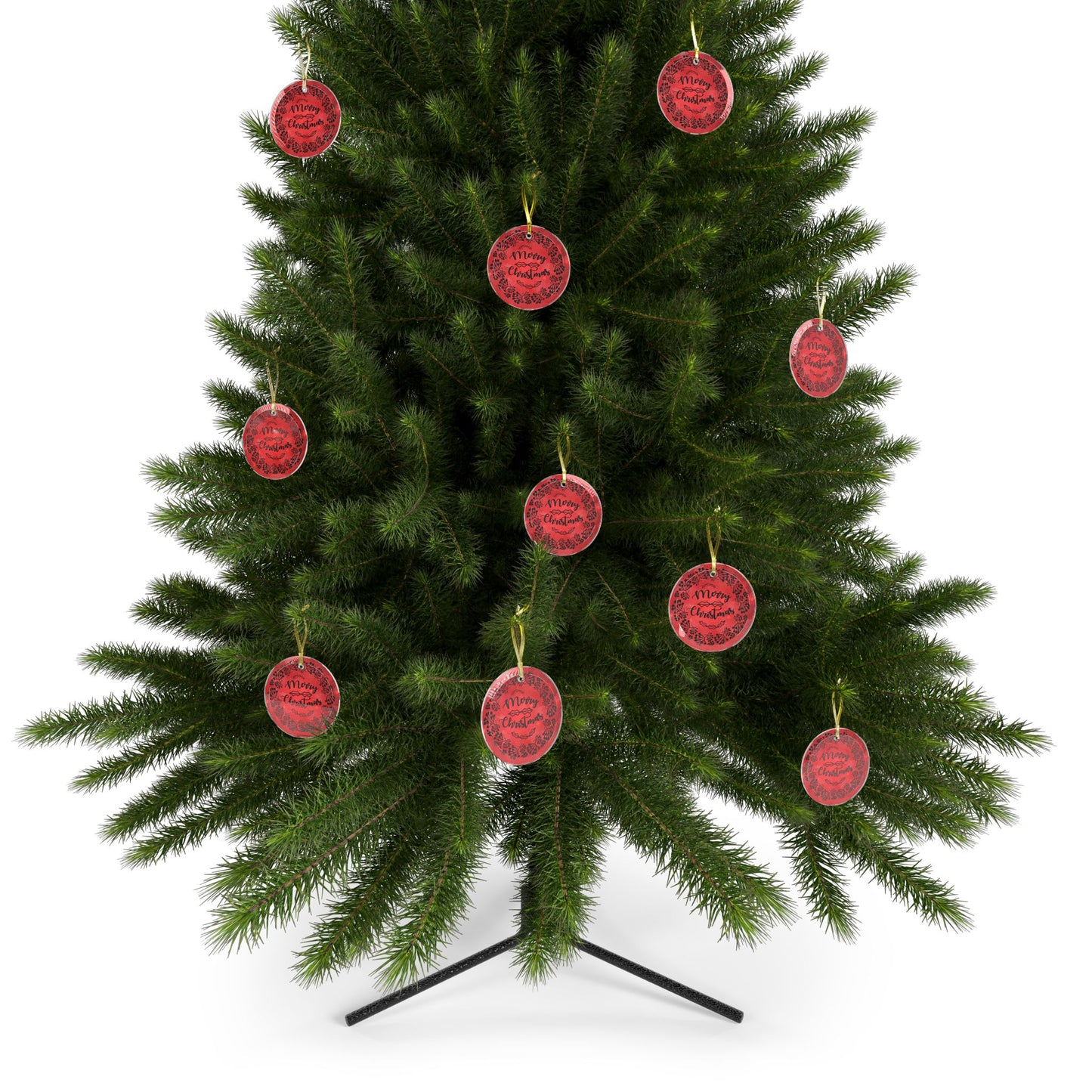 Merry Christmas Wreath Glass Ornament