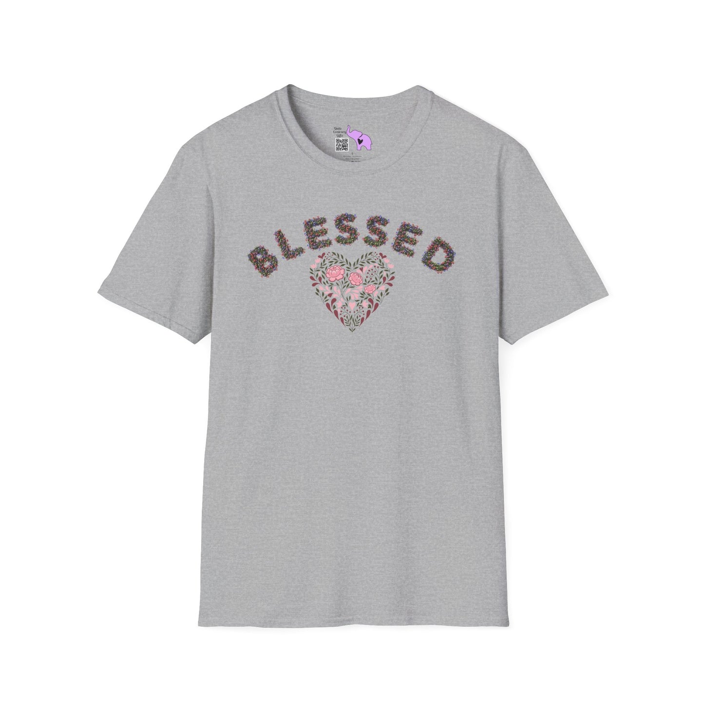 Blessed w/Heart (Floral) Adult T-shirt
