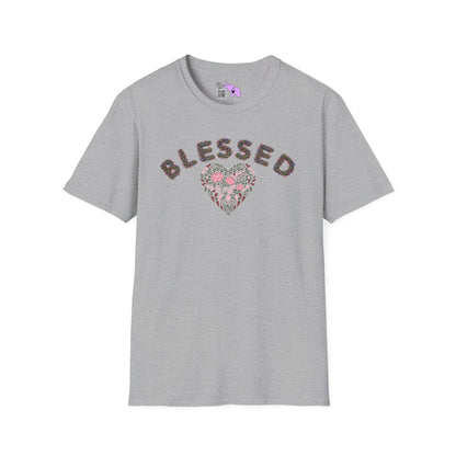 Blessed w/Heart (Floral) Adult T-shirt