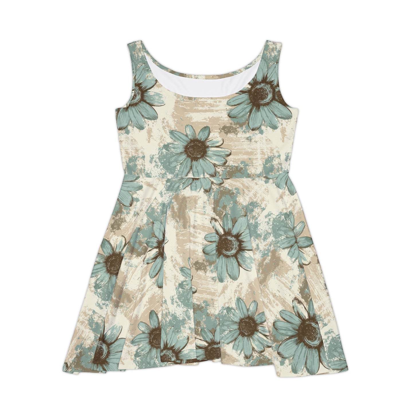 Rustic Teal Daisy Women's Skater Dress