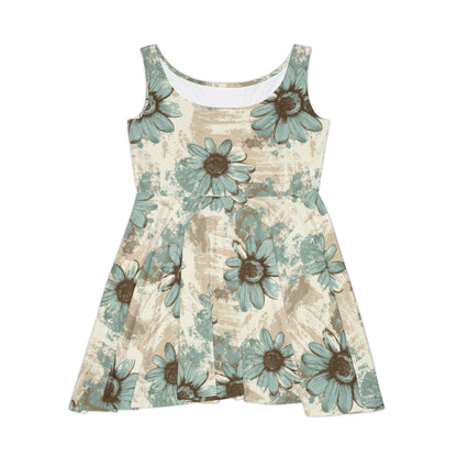 Rustic Teal Daisy Women's Skater Dress