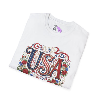 Floral USA 250 Years of Freedom Adult T-shirt