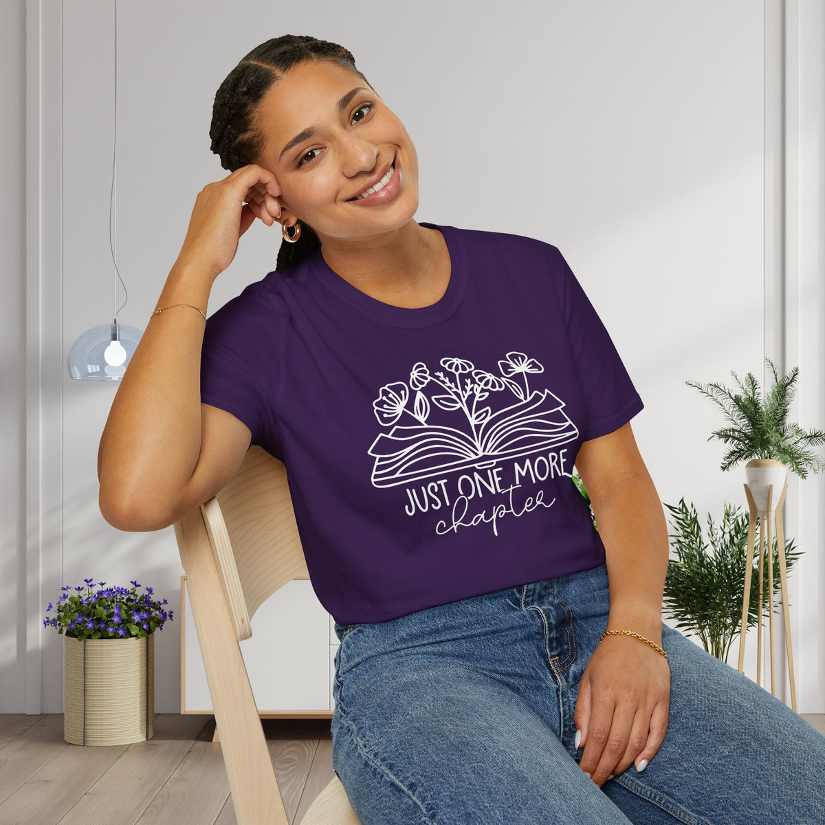 Just One More Chapter (Flowers and Open Book) Adult T-shirt