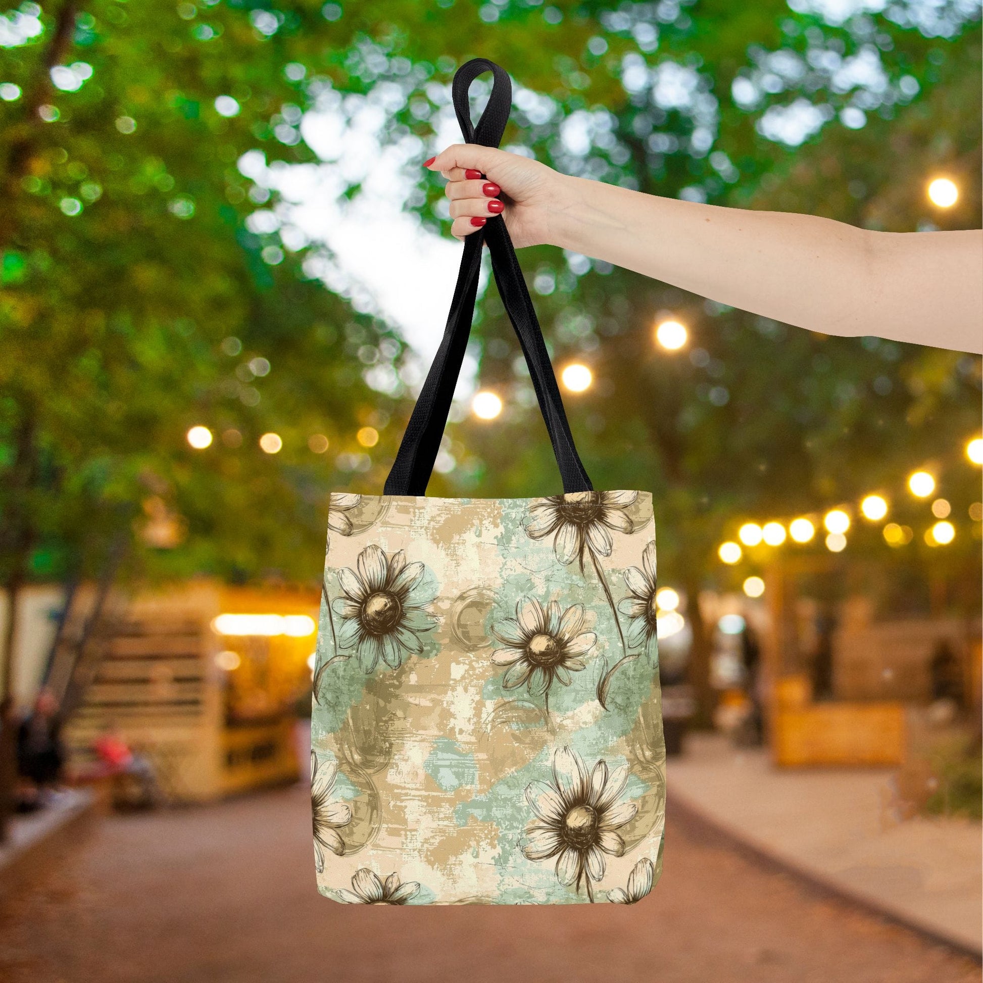 Worn Meadow Daisies Canvas Tote Bag