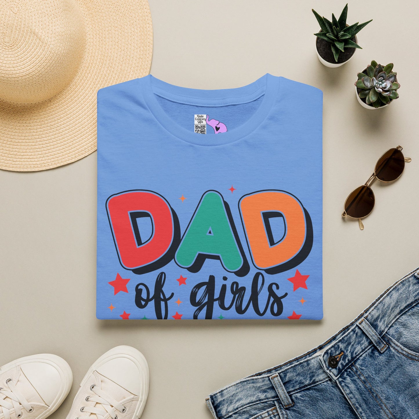 Dad of Girls #Outnumbered Adult T-shirt