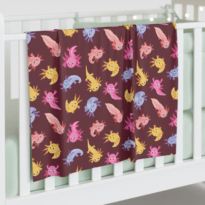 Crimson Axolotls Baby Swaddle Blanket