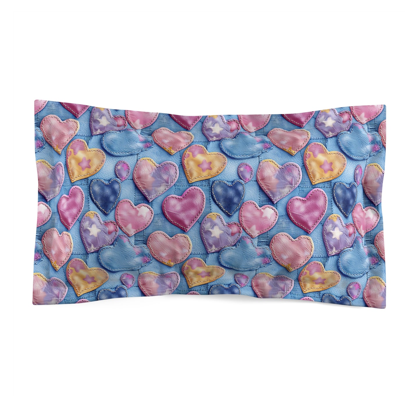 Color Pop Stitched Hearts Basic Bedding Set