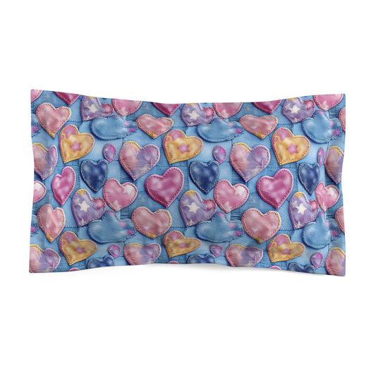 Color Pop Stitched Hearts Pillow Sham