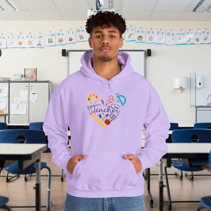 Teacher Supply Heart Heavy Blend™ Hooded Sweatshirt