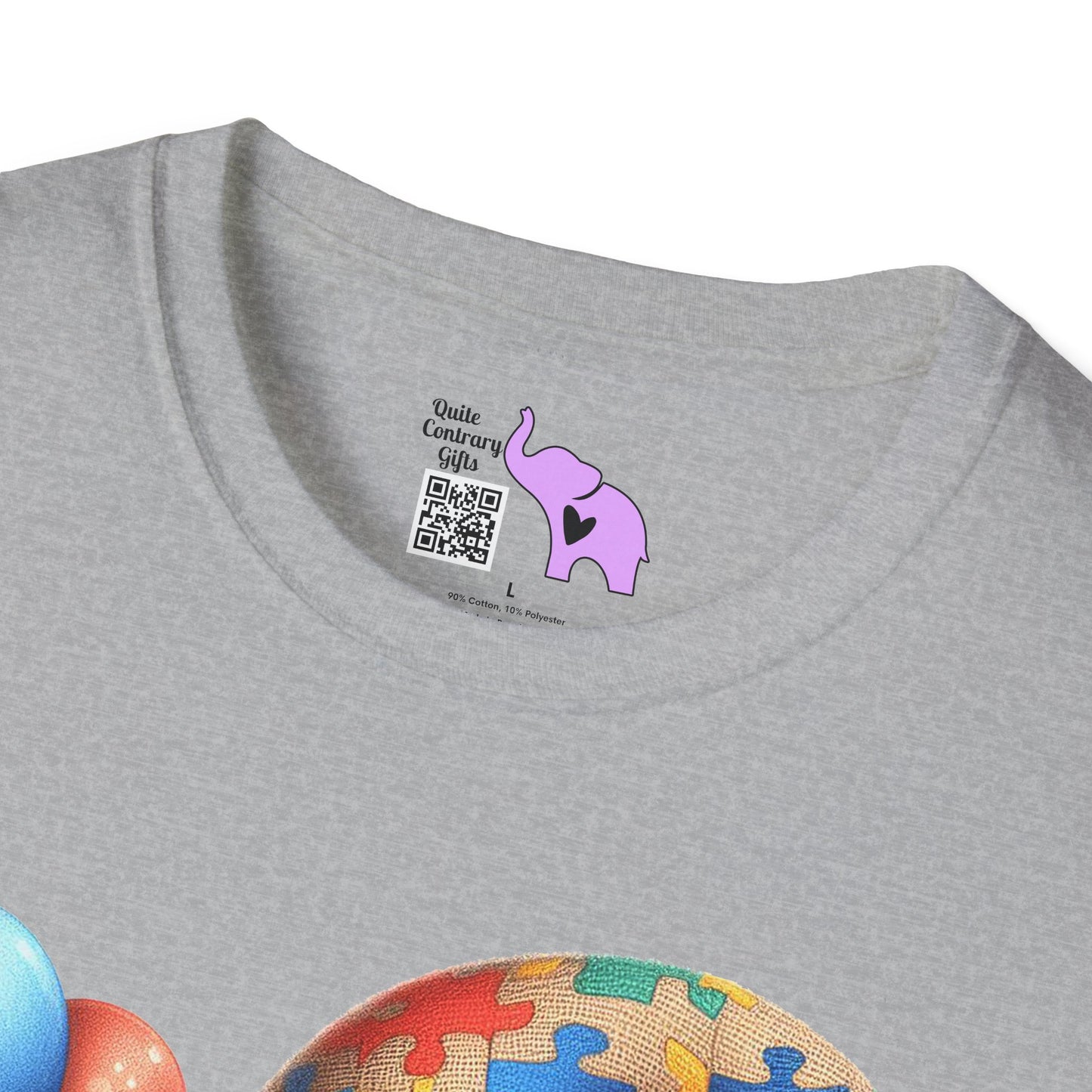 Autism Awarness Gnome w/Balloons Adult T-shirt