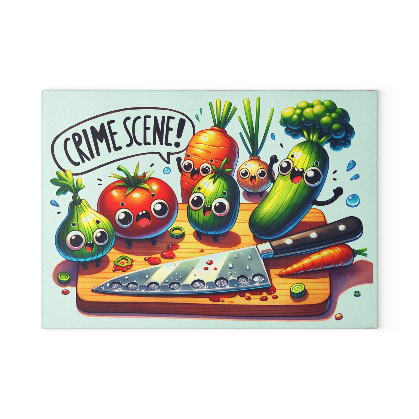Kitchen Crime Scene Glass Cutting Board