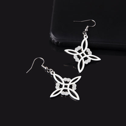 Celtic Four-Point Star Hook Earrings Gold/Silver/Black Electroplating