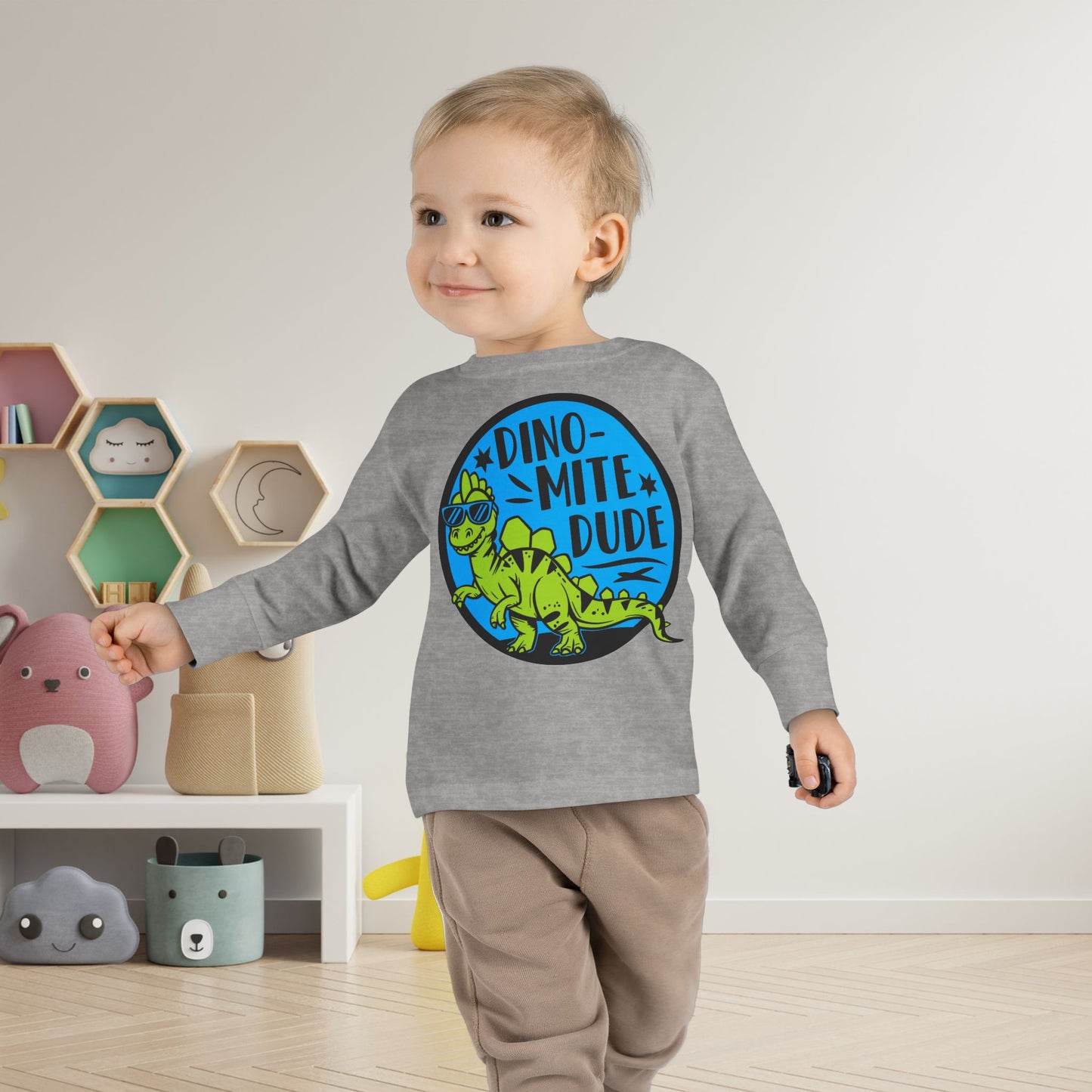 Dino-Mite Dude Toddler Long Sleeve Tee