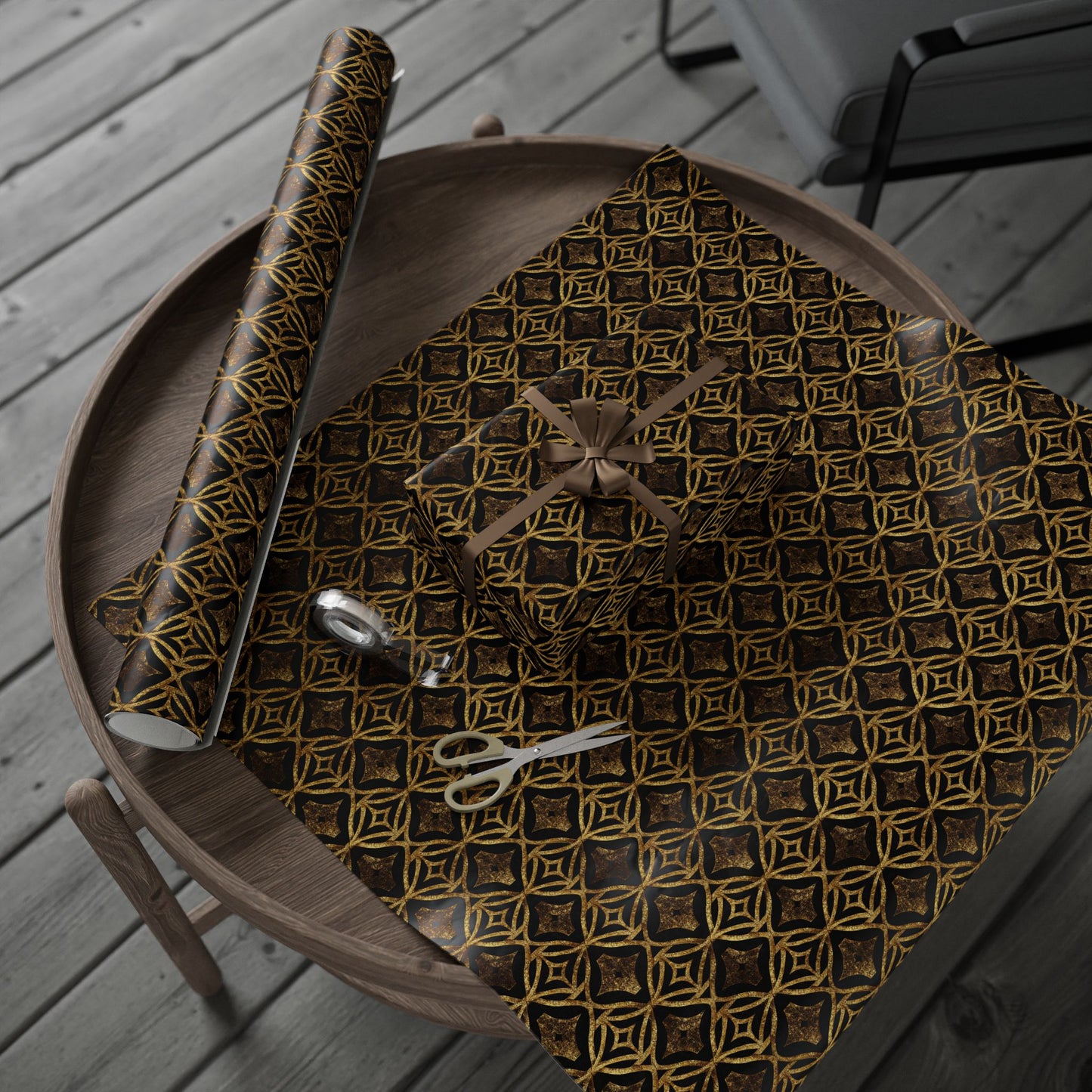Golden Star Lattice Wrapping Paper