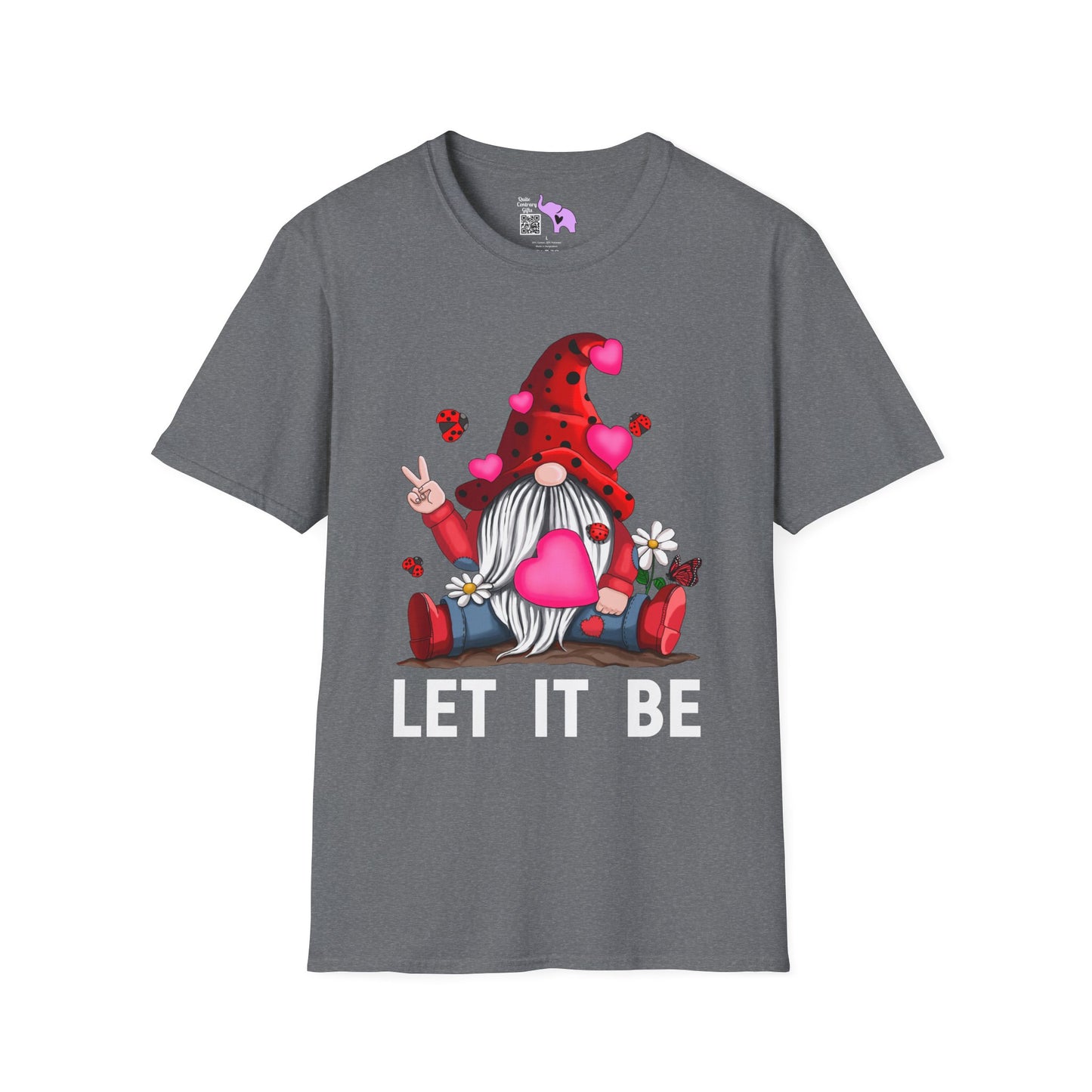 Let It Be Valentine Gnome Peace Sign Adult T-shirt