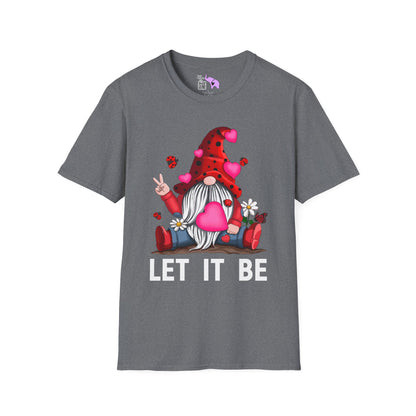 Let It Be Valentine Gnome Peace Sign Adult T-shirt