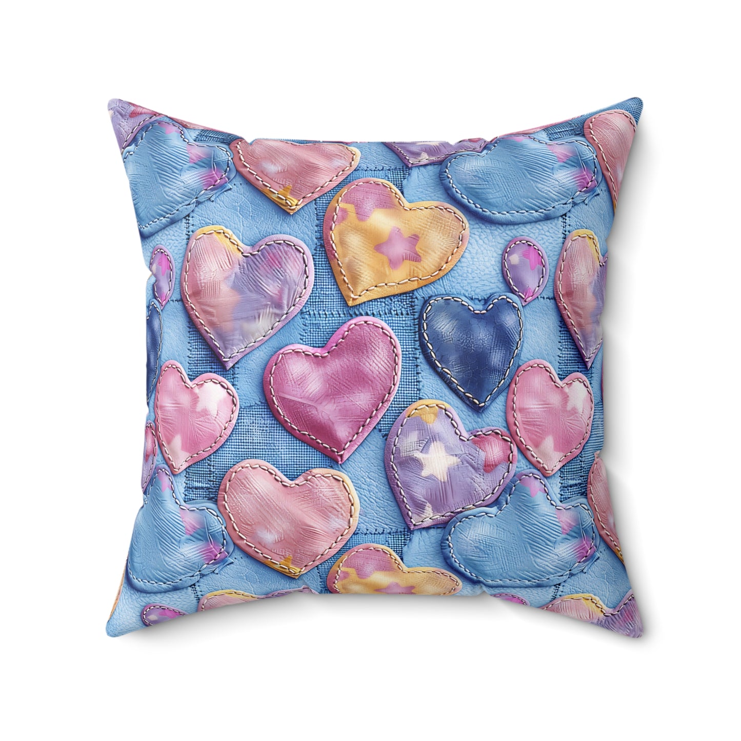 Color Pop Stitched Hearts Basic Bedding Set