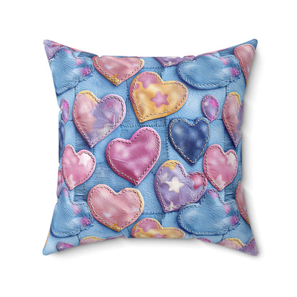 Color Pop Stitched Hearts Basic Bedding Set