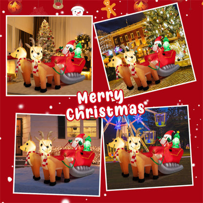 Lighted Inflatable Santa Riding Sled – 7.2FT Christmas Yard Decor