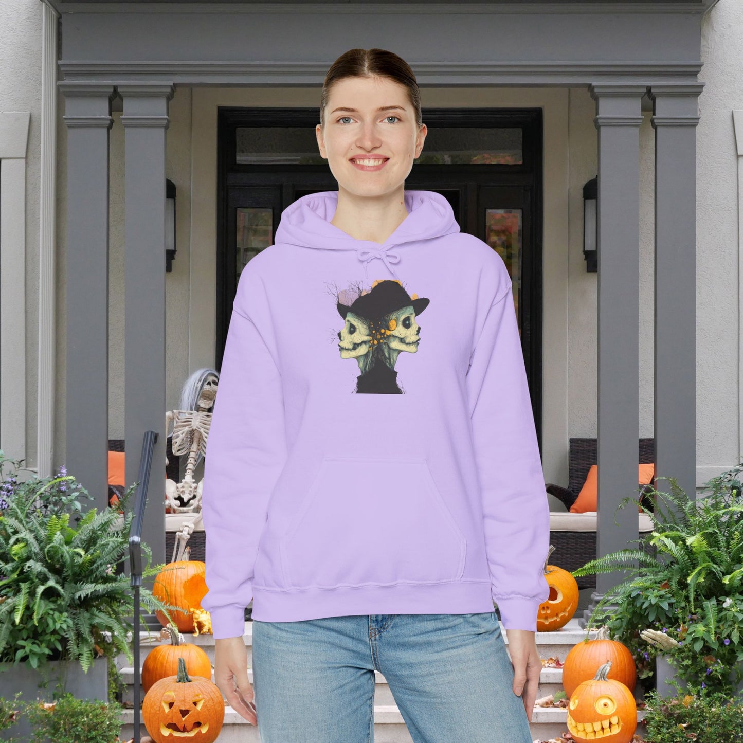Creepy Skull Witches Heavy Blend™ Hooded Sweatshirt