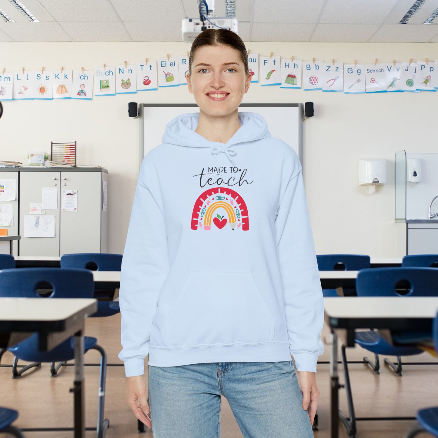 Made to Teach Rainbow Heavy Blend™ Hooded Sweatshirt