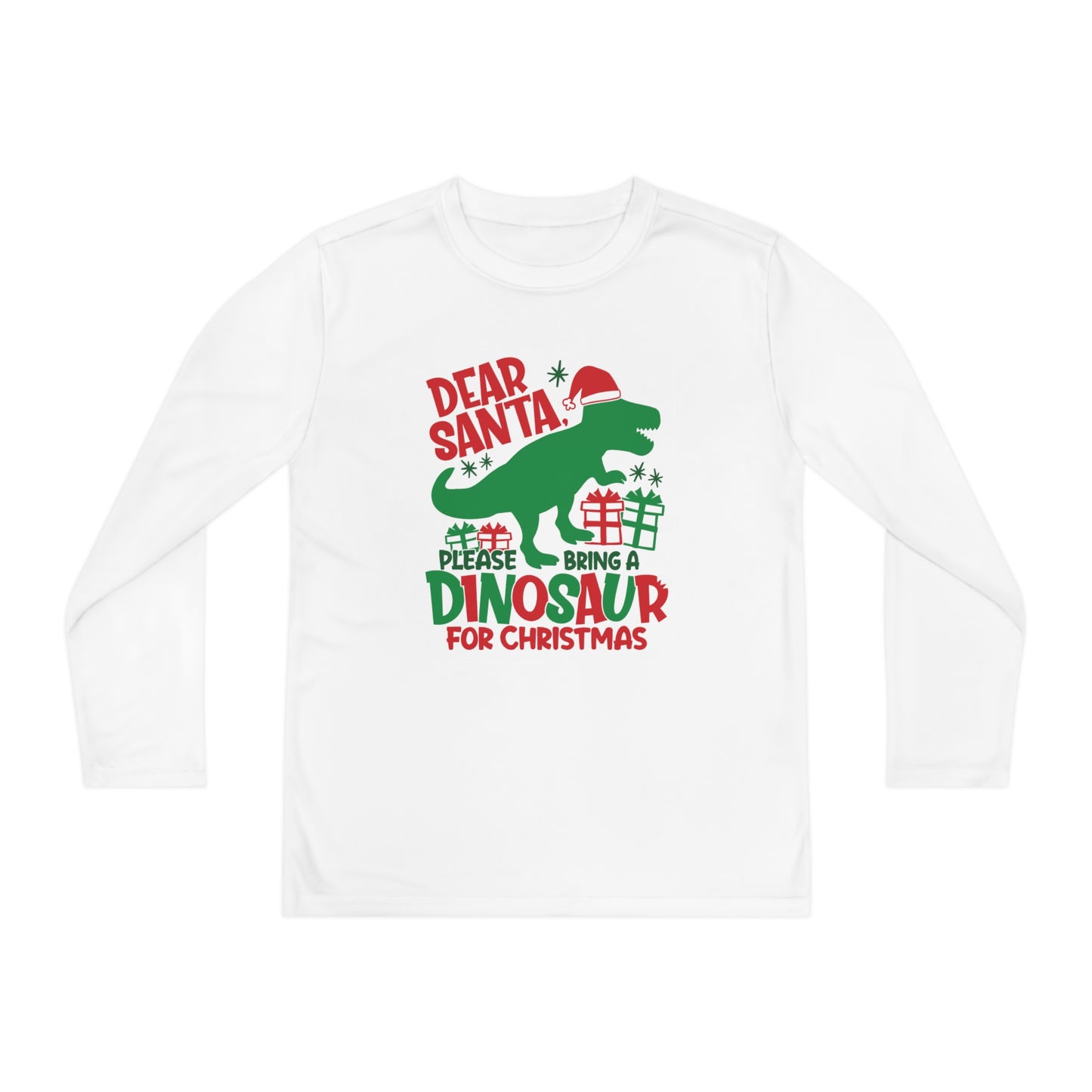 Dear Santa Please Bring a Dinosaur for Christmas Youth Long Sleeve Tee