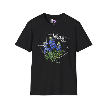 Texas Bluebonnets Outline Adult T-shirt