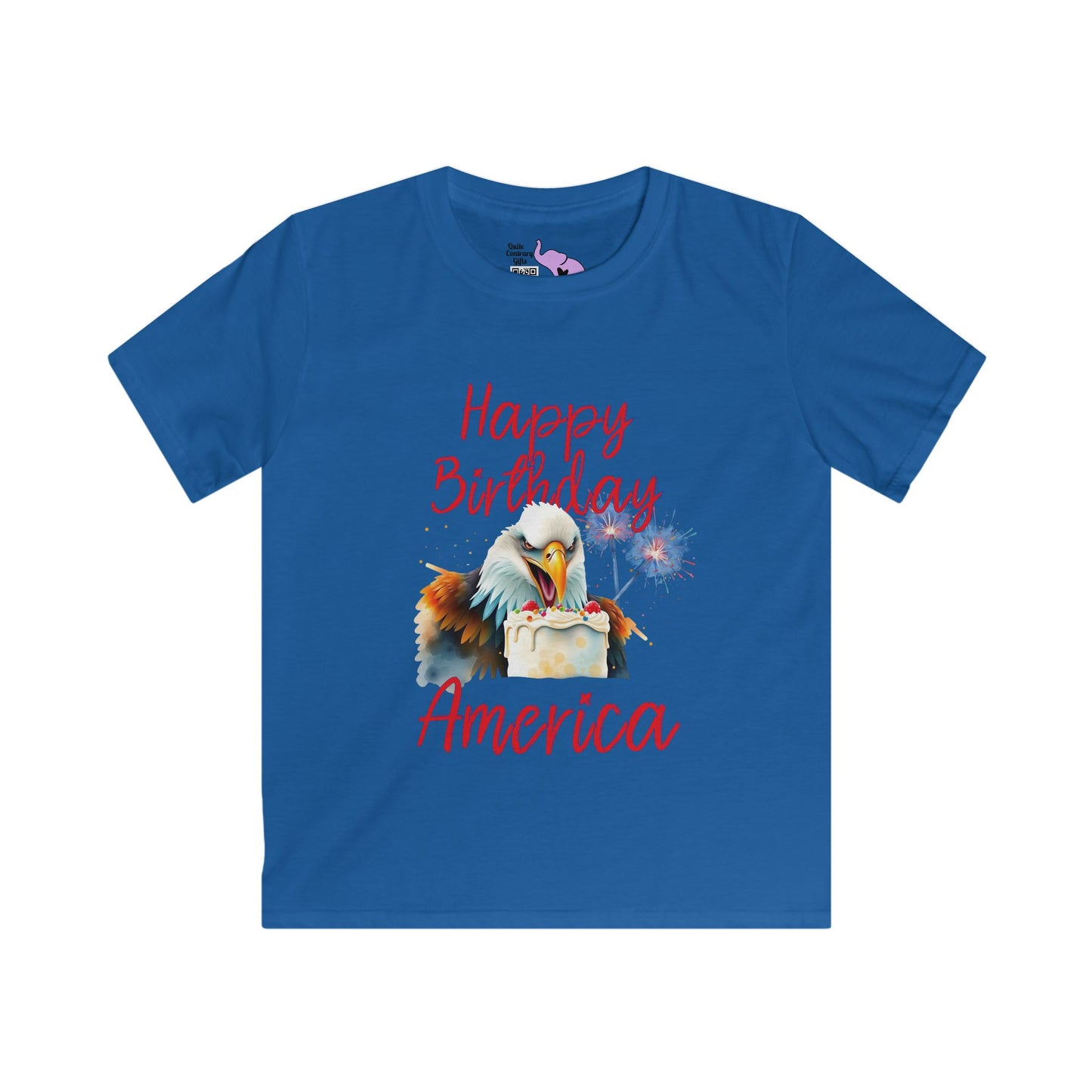 Happy Birthday America (Eagle Eating Cake) Youth Softstyle Tee