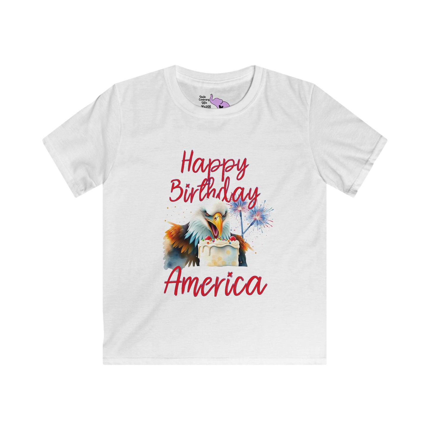 Happy Birthday America (Eagle Eating Cake) Youth Softstyle Tee