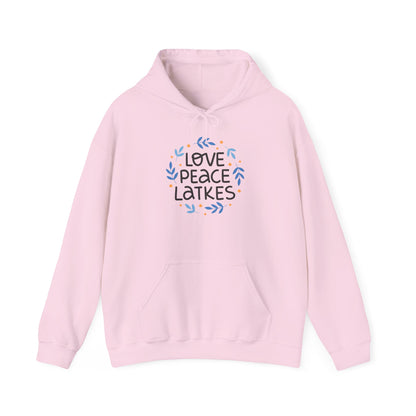 Hanukkah Love Peace Latkes Adult Heavy Blend™ Hooded Sweatshirt