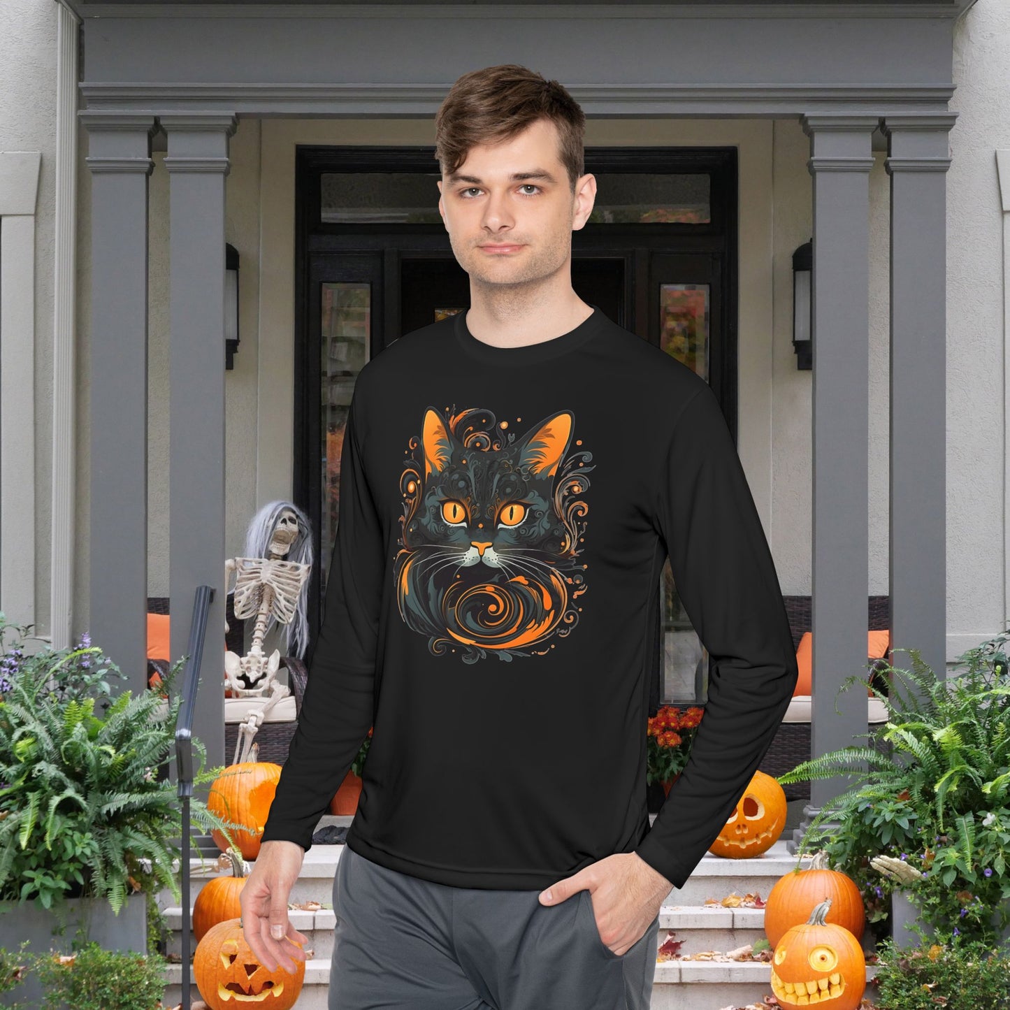 Creepy Black Cats 5 Adult Long Sleeve Tee