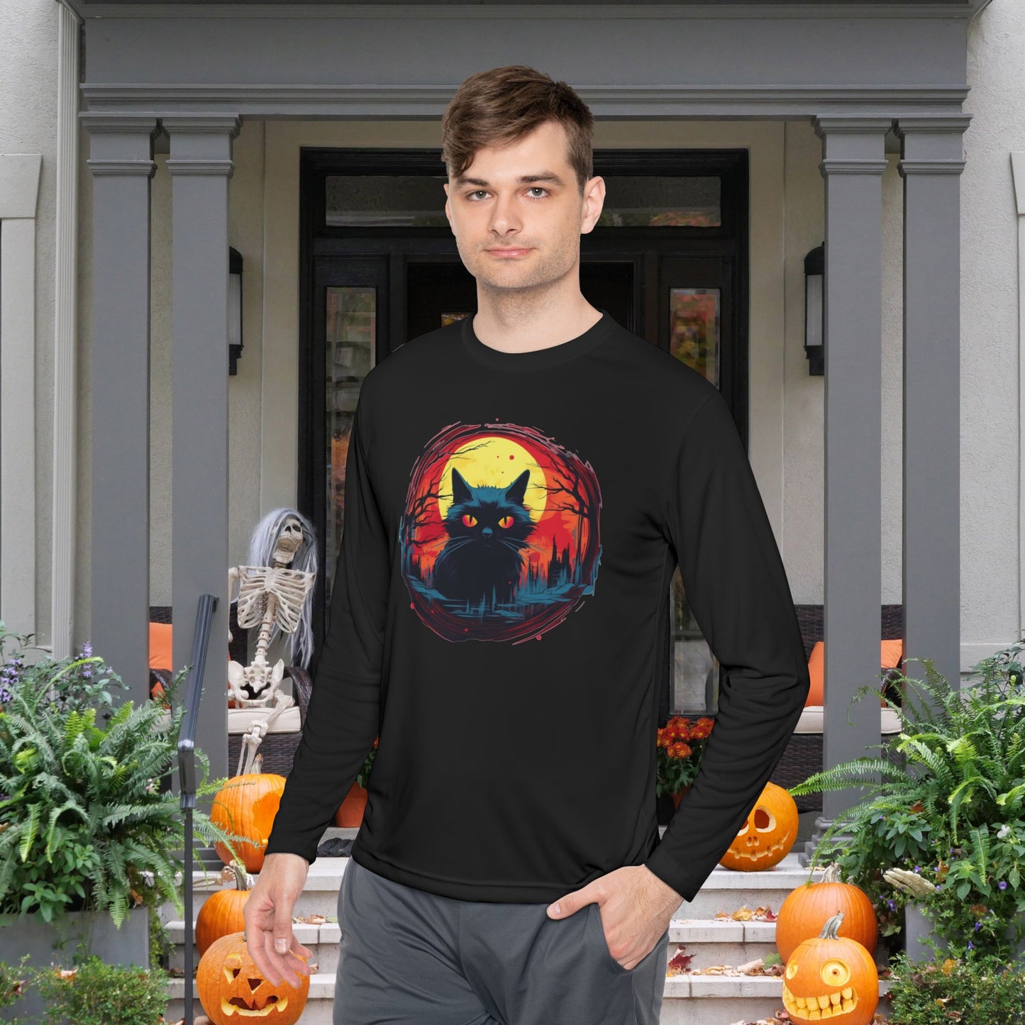 Creepy Black Cats 16 Adult Long Sleeve Tee