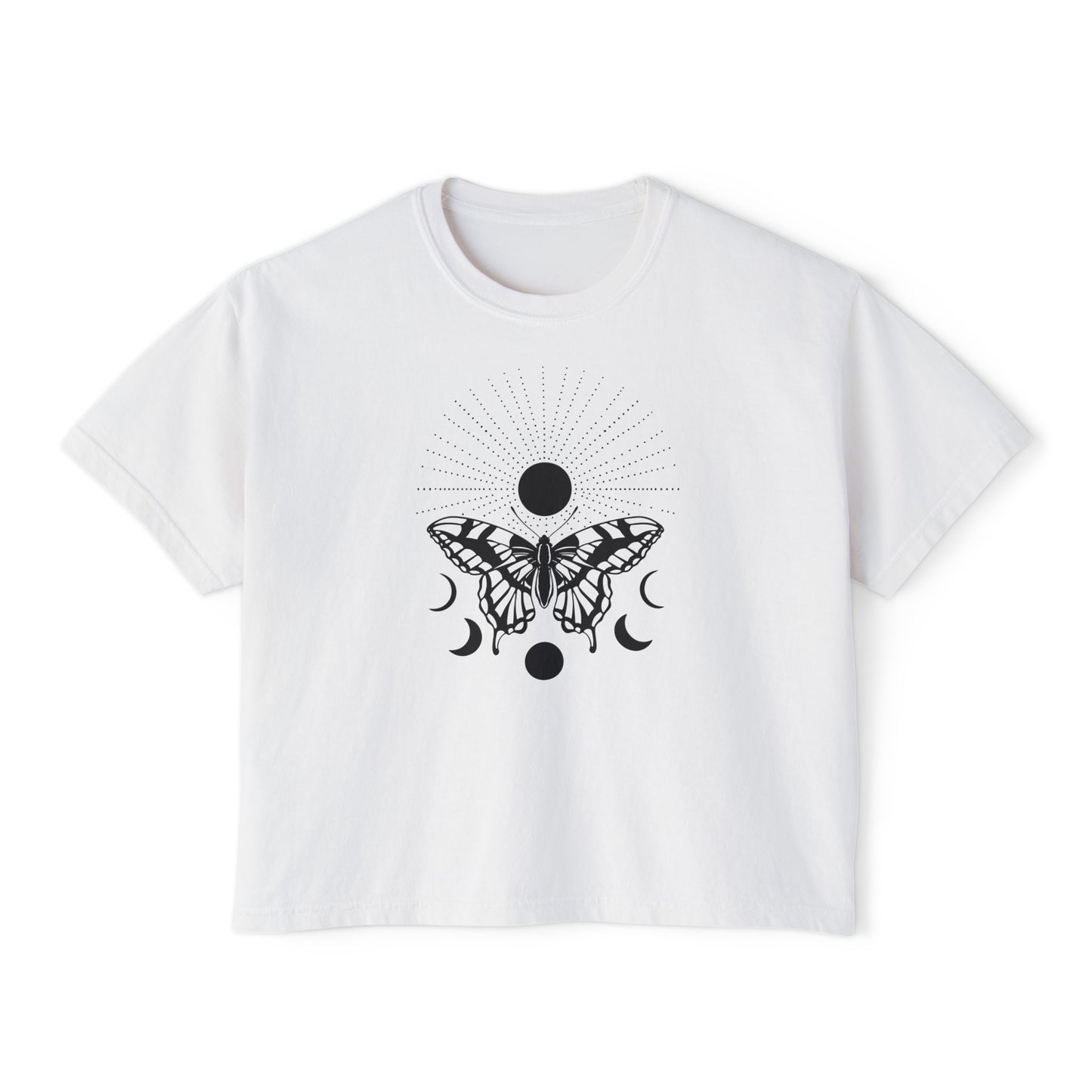 Butterfly w/Sun, Moon, & Stars Women's Boxy Tee