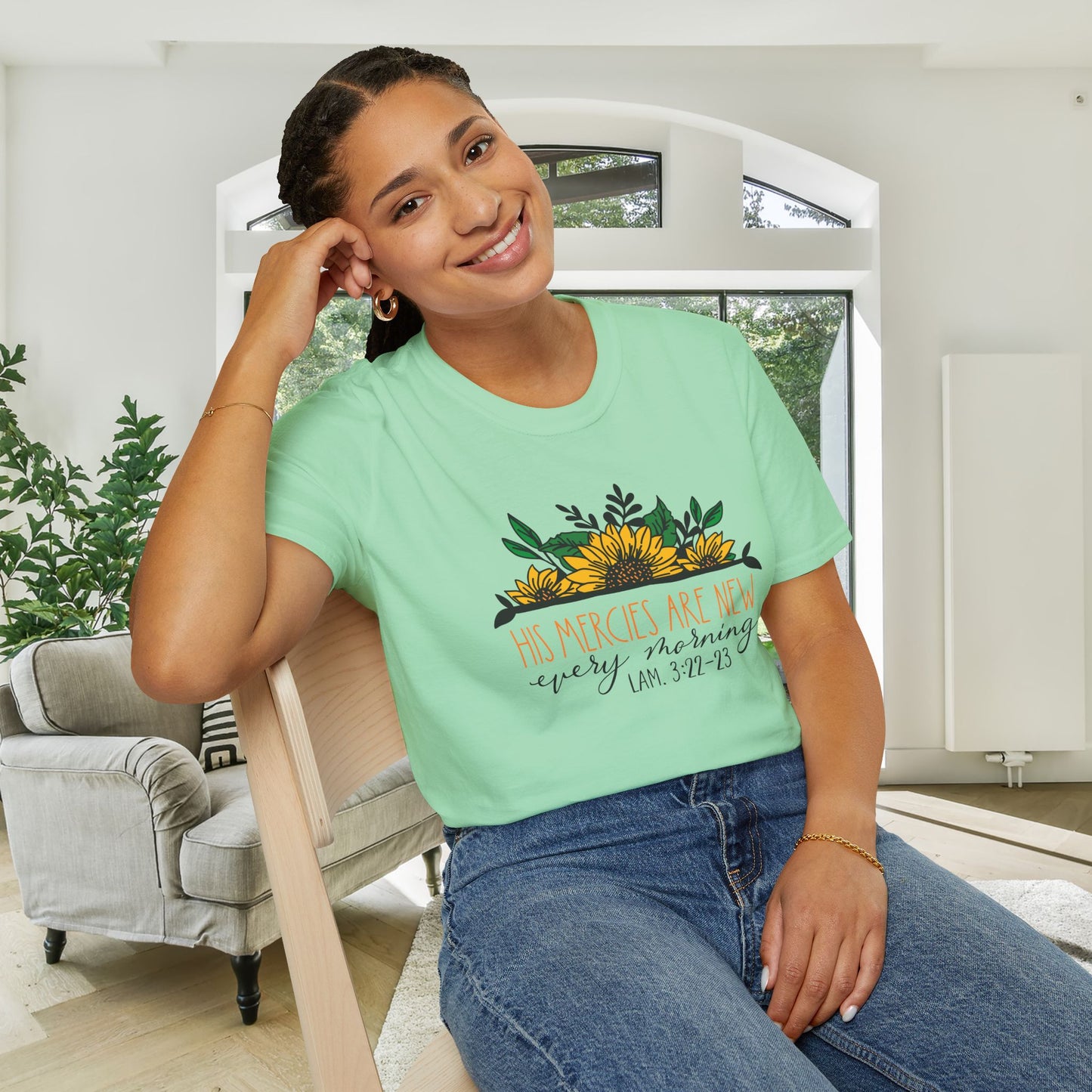 His Mercies Are New Every Morning Lam. 3:22-23 Adult T-shirt