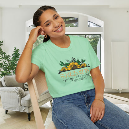 His Mercies Are New Every Morning Lam. 3:22-23 Adult T-shirt