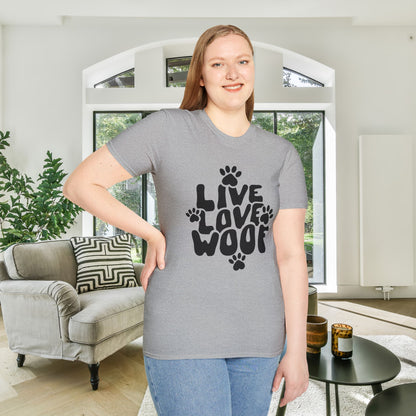 Live Love Woof Adult Tshirt
