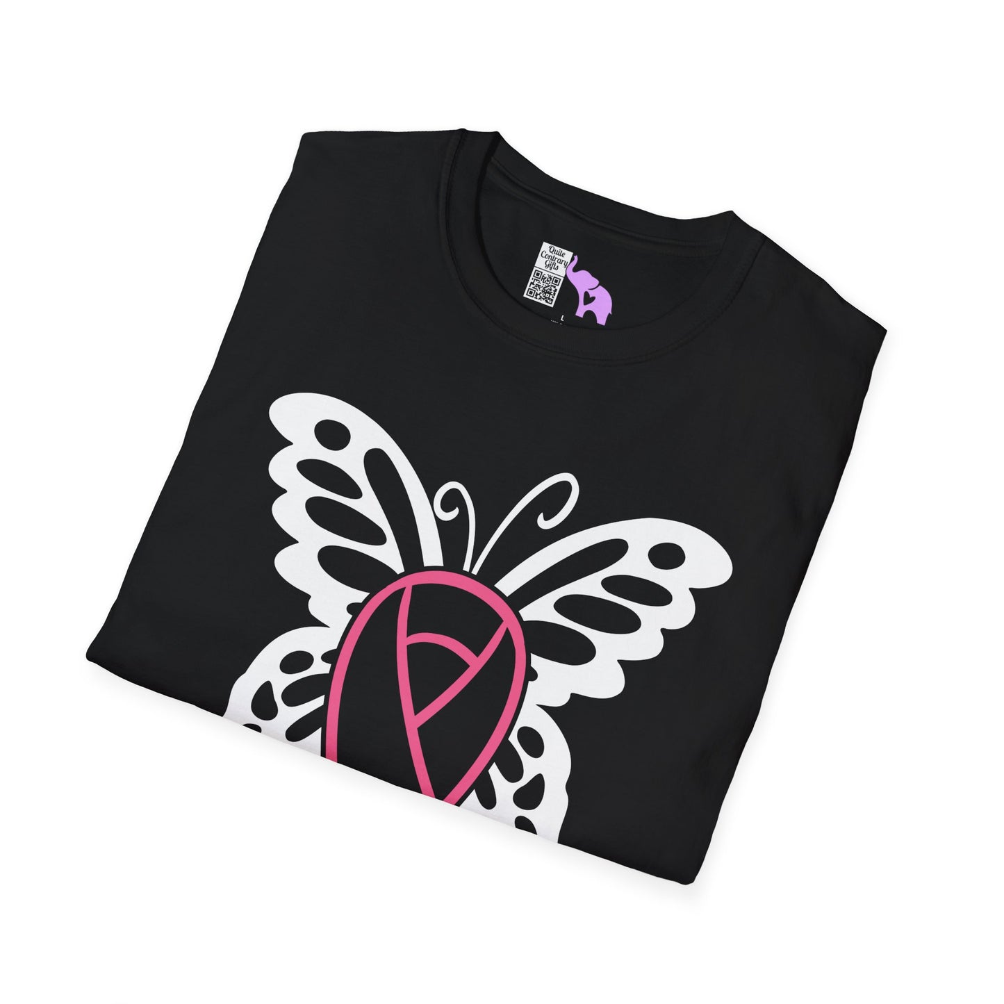 Butterfly Pink Support Ribbon Adult T-shirt