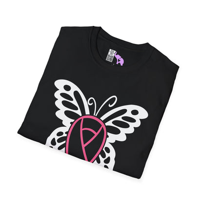 Butterfly Pink Support Ribbon Adult T-shirt