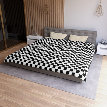 Distorted Check Microfiber Duvet Cover