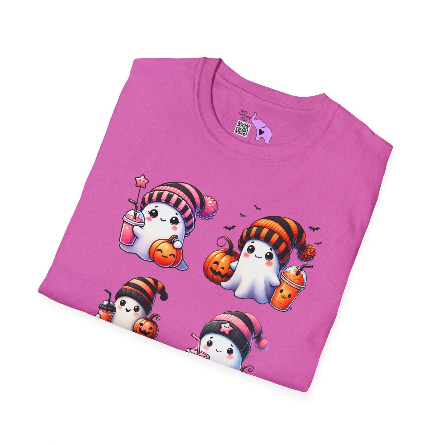 Cute Ghosts w/Pumpkins Adult T-shirt