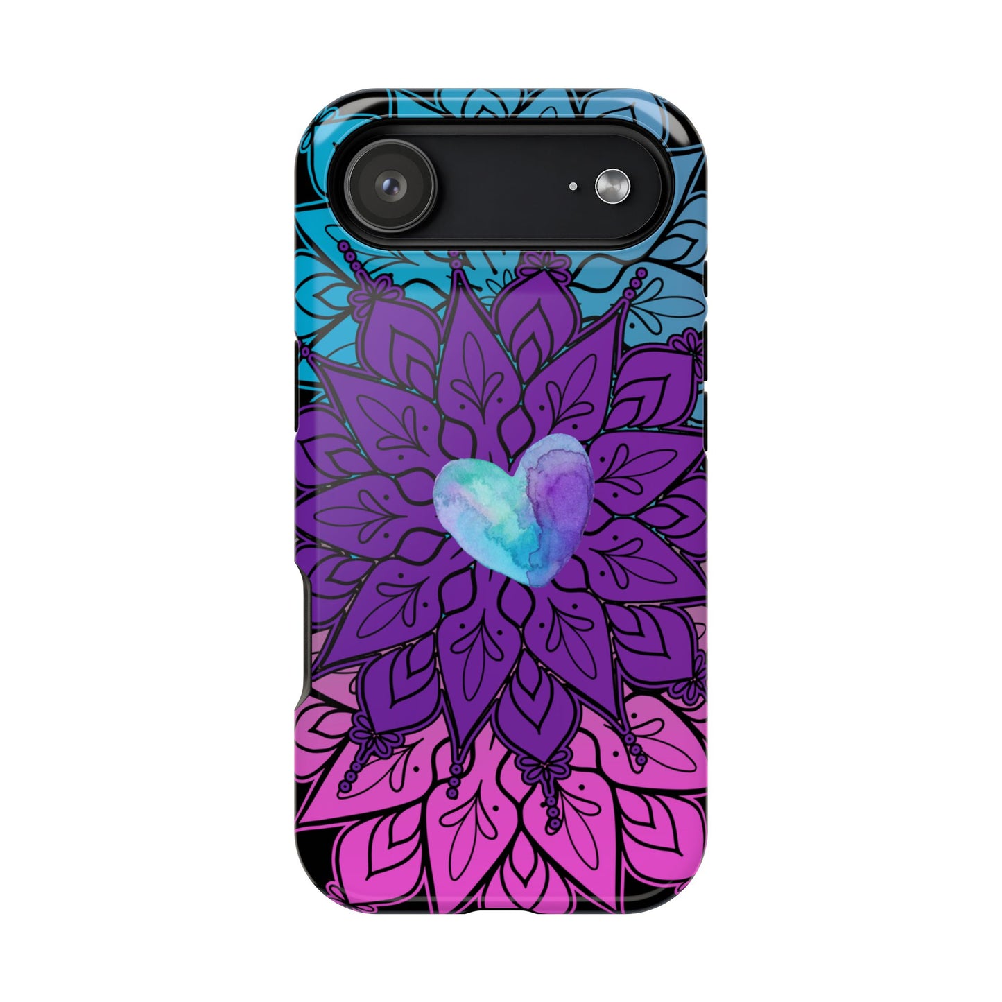 Colorful Mandala w/Heart MagSafe® Compatible Tough Case for iPhone