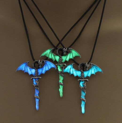 Glow In The Dark Dragon Sword Necklace