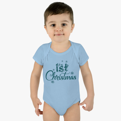 1st Christmas Infant Baby Rib Bodysuit