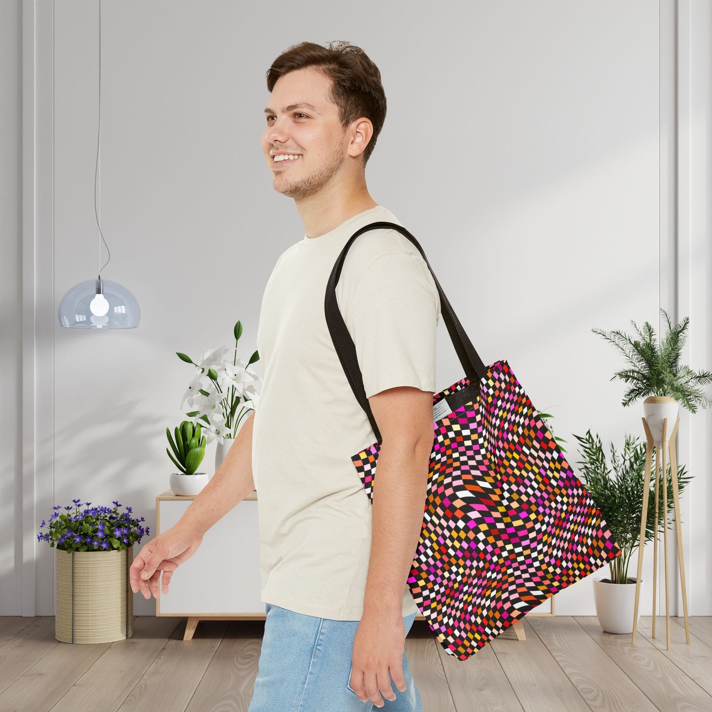 Warped Red Checkered Canvas Tote Bag