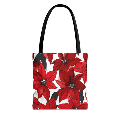 Inked Poinsettias Canvas Tote Bag