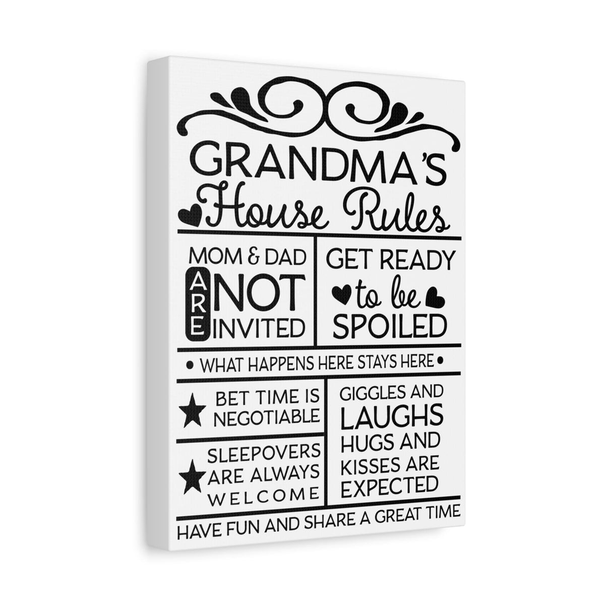 Grandma's House Rules Canvas Art