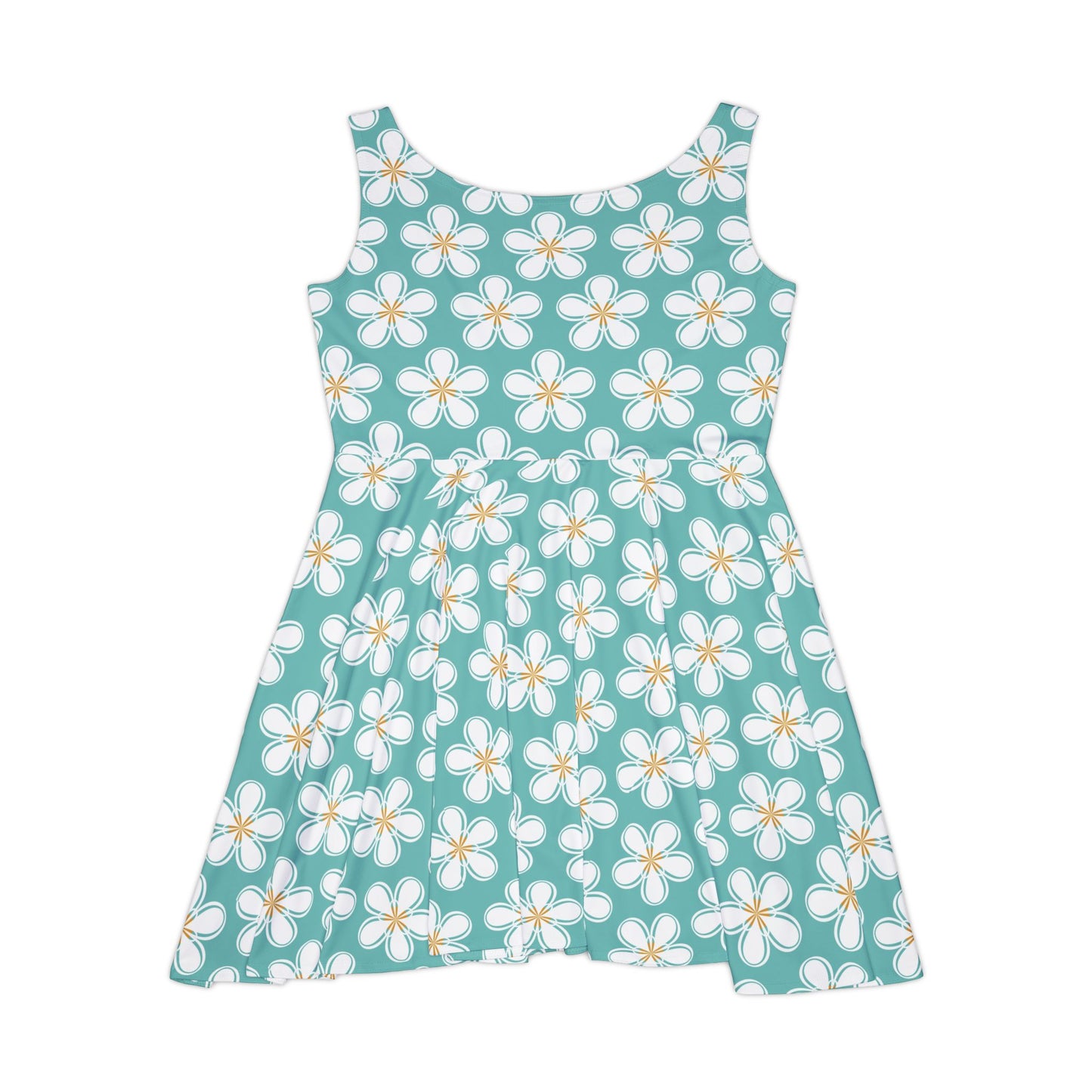 Teal Hibiscus Women's Skater Dress - Fun Spring Floral Dress for Every Occasion