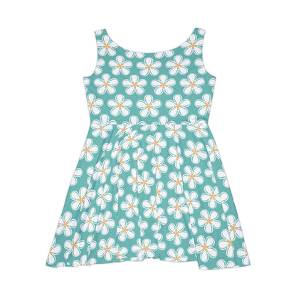 Teal Hibiscus Women's Skater Dress - Fun Spring Floral Dress for Every Occasion