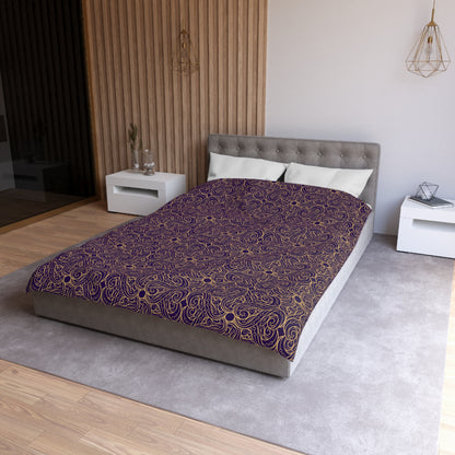 Golden Amethyst Radiance Mandala Microfiber Duvet Cover