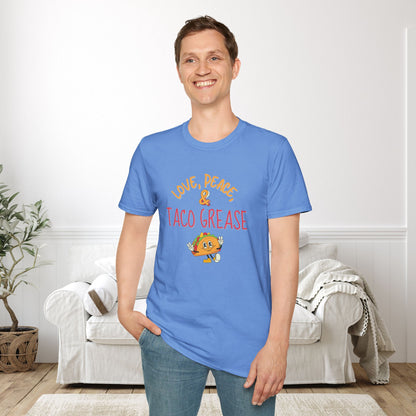 Love, Peace, & Taco Grease Adult T-shirt